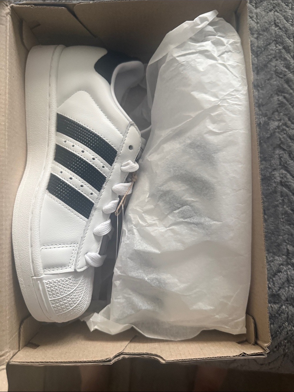 adidas Superstars White Sneakers with Black Stripes NWT